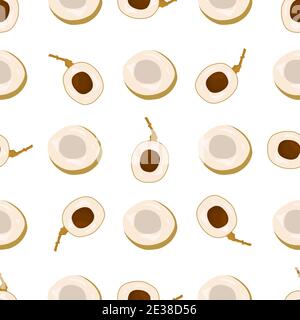 Illustrazione sul tema grande colore senza cuciture longan, brillante motivo di frutta per sigillo. Modello di frutta costituito da un bellissimo longan di ripetizione senza cuciture. Semplice Illustrazione Vettoriale