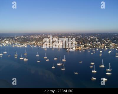 Aereo delle case lungomare lungo Port Hacking Bay Cronulla Sutherland Shire Sydney Australia Foto Stock