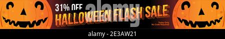 sconto del 31% su halloween flash. oggi non è richiesto alcun codice. immagine vettoriale per la promozione di banner di dimensioni standard Illustrazione Vettoriale
