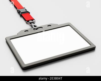 Scheda ID vuota isolata su sfondo bianco. Illustrazione 3D. Foto Stock