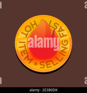 icona dell'elemento caldo. vendita a caldo. prodotto caldo. illustrazione vettoriale di stile vivace Illustrazione Vettoriale