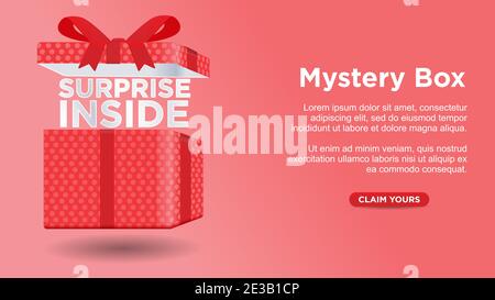 mystery box sorpresa all'interno di una pagina web personalizzata concetto di illustrazione vettoriale Illustrazione Vettoriale