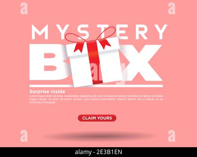 mystery box semplice moderno pulito modello web di testo grande con call to action richiedi il tuo concetto di vettore di pulsanti Illustrazione Vettoriale
