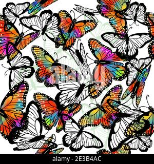 Farfalle iridate senza cuciture sullo sfondo. Illustrazione vettoriale Illustrazione Vettoriale