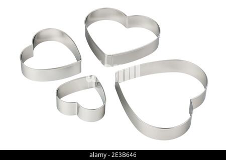 Set di tagliacinette a forma di cuore in acciaio inox, tagliatubi Foto Stock