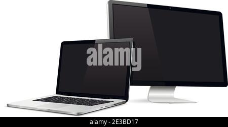 Risponde il web design display di computer laptop con isolato Illustrazione Vettoriale
