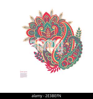 Damasco isolato paisley vettore ornamento floreale Illustrazione Vettoriale