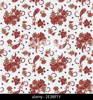 Damask Paisley modello vettoriale senza giunture per la progettazione di tessuti. Illustrazione Vettoriale