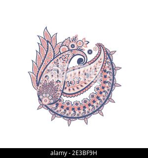 Damask Floral Paisley ornamento vettoriale isolato Illustrazione Vettoriale