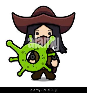 Carino cane mascotte personaggio indossare occhiali subacquei cartoon vettore icona illustrazione. Design isolato su bianco. Stile cartoon piatto. Foto Stock