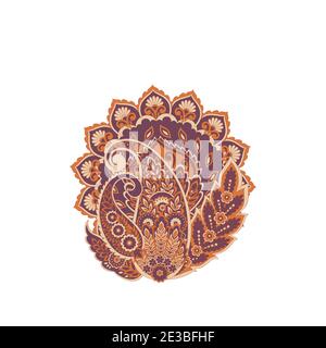 Floreale Paisley ornamento vettoriale colorato. Modello isolato Illustrazione Vettoriale
