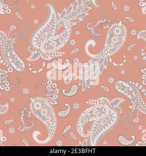 Paisley motivo etnico floreale orientale. Ornament vettoriale senza giunture. Motivi ornamentali dei motivi di tessuto indiano. Illustrazione Vettoriale
