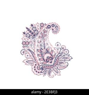 Schema isolato vettoriale Paisley. Illustrazione floreale vintage in stile batik Illustrazione Vettoriale