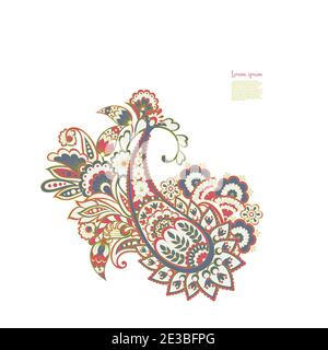 Floreale Paisley ornamento vettoriale colorato. Modello isolato Illustrazione Vettoriale
