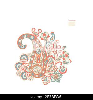 Schema isolato vettoriale Paisley. Illustrazione Vintage in stile Damasco Illustrazione Vettoriale