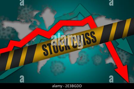 Rappresentazione in 3D di una crisi di stock economy causata da coronavirus Foto Stock