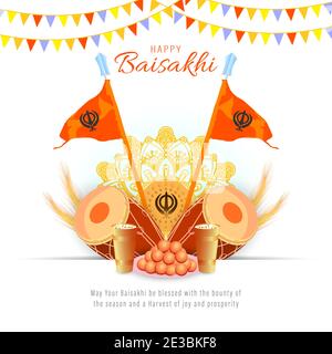 Illustrazione vettoriale della celebrazione felice di Baisakhi. Vaisakhi, conosciuto anche come festival di Baisakhi in Hinduism e Sikhism. Balli in coppia. Illustrazione Vettoriale