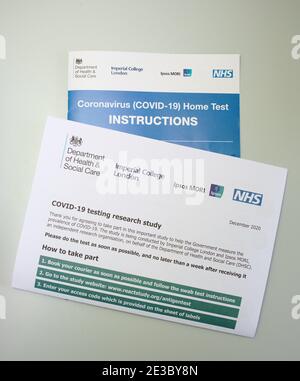 Covid 19 analisi delle informazioni e delle istruzioni dello studio di ricerca da NHS e Ipsos Mori. Monitoraggio della prevalenza del coronavirus nel Regno Unito. Foto Stock