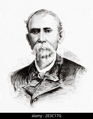 Capi rivoluzionari a Cuba. Maximo Gomez Baez (1836 – 1905) è stato un militare domenicano della Guerra dei dieci anni e generale in capo delle truppe rivoluzionarie cubane nella Guerra d'Indipendenza cubana. Cuba. Da la Ilustracion Española y americana 1895 Foto Stock