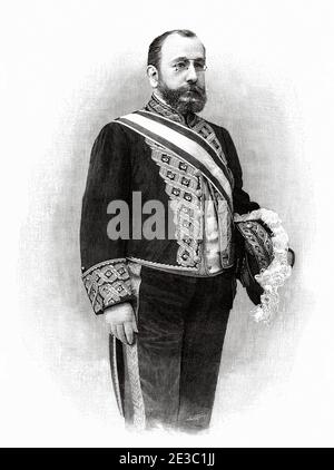 Tomás Castellano y Villarroya (Saragozza, 1850 – Madrid, 1906) è stato un politico spagnolo, ministro d'oltremare durante la reggenza di María Cristina de HabsburgLorena e del Tesoro durante il regno di Alfonso XIII Da la Ilustracion Española y americana 1895 Foto Stock