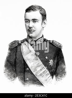 Ritratto del principe russo George Alexandrovich Yurovsky (1872 - 1913) Russia. Antico XIX secolo inciso illustrazione da la Ilustracion Española y americana 1894 Foto Stock