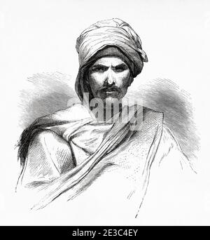 Beduino dalla penisola del Sinai, Egitto. Antico XIX secolo inciso da Travels in Sinai le Tour du Monde 1864 Foto Stock