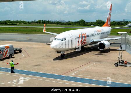 Gol Transportes Aeros è una compagnia aerea brasiliana low-cost. È la seconda azienda brasiliana per quota di mercato e dimensioni della flotta dopo TAM Airlines Foto Stock