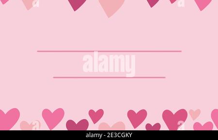 Biglietto d'auguri per San Valentino. Cuori rosa orizzontali senza cuciture su sfondo rosa chiaro. Colore trendy bordo superiore e inferiore per copertina, dima fo Illustrazione Vettoriale