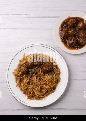 Chow mein e manchurian stock foto. Foto Stock