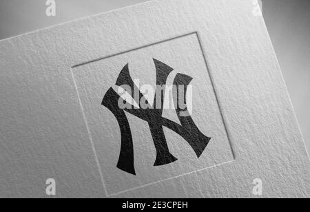 illustrazione della tessitura della carta con il logo new york yankees Foto Stock