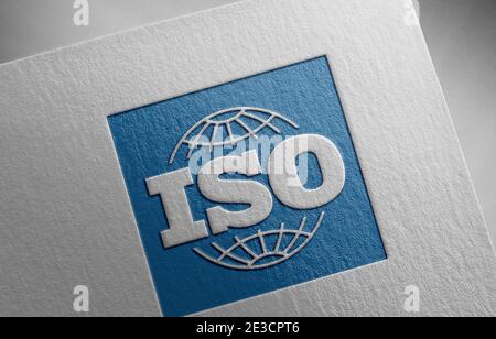 Illustrazione della tessitura del logo dell'International Organization for Standardization Foto Stock