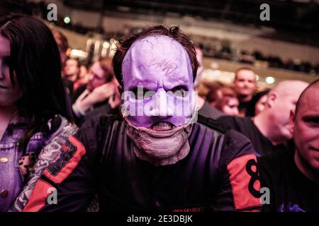 Esbjerg, Danimarca. 21 gennaio 2016. La band heavy metal americana Slipknot esegue un concerto dal vivo al Blue Water Dokken di Esbjerg. Qui il vocalist Corey Taylor è visto dal vivo sul palco. (Foto: Gonzales Photo - Lasse Lagoni). Foto Stock