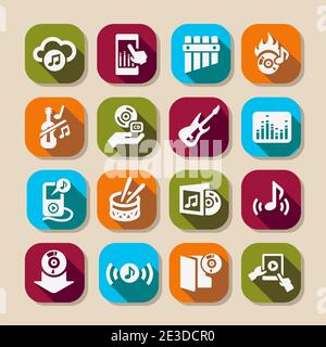 Elegante set di icone Vector Music per il Web e i dispositivi mobili. Illustrazione Vettoriale