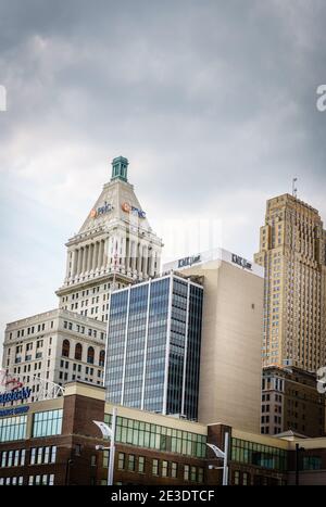 Cincinnati, Ohio, 29 agosto 2020: Gruppo di edifici alti nel centro di Cincinnati, Ohio Foto Stock