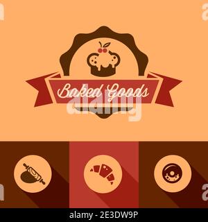 Immagine di una panetteria in stile Flat Design. Illustrazione Vettoriale