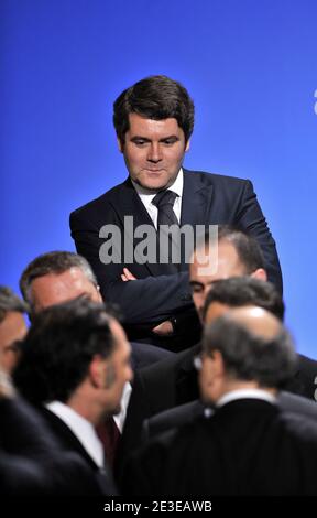 Franck Louvrier partecipa al discorso del Presidente Nicolas Sarkozy al Palazzo Elysee per la chiusura delle sessioni di lavoro sulla stampa francese, a Parigi, in Francia, il 23 gennaio 2009. Foto di Christophe Guibbaud/ABACAPRESS.COM Foto Stock