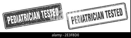 stampo quadrato testato dal pediatra. set di segni di grunge testato dal pediatra Illustrazione Vettoriale