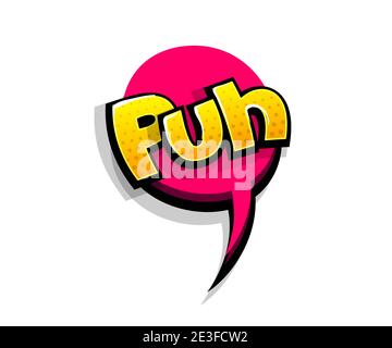 Scritta puh, poof. Effetti sonori del logo del testo comico. Vector Bubble icona frase vocale, etichetta del carattere cartoon, illustrazione dei suoni. Fumetti libro divertente testo. Illustrazione Vettoriale