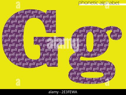 G (golf) 3D illustrazione alfabeto fonetico disegno per decorazione con colore luminoso Foto Stock