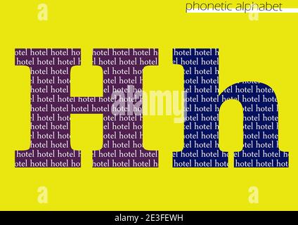 H (hotel) 3D illustrazione alfabeto fonetico design per decorazione con colori luminosi Foto Stock