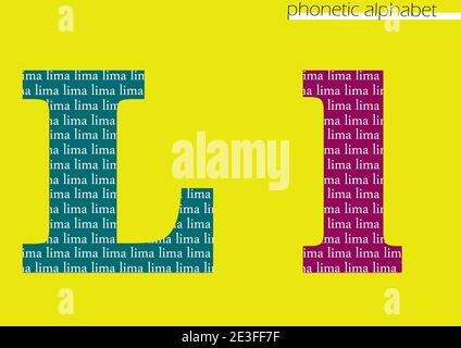 L (lima) 3D illustrazione alfabeto fonetico design per decorazione con colori luminosi Foto Stock