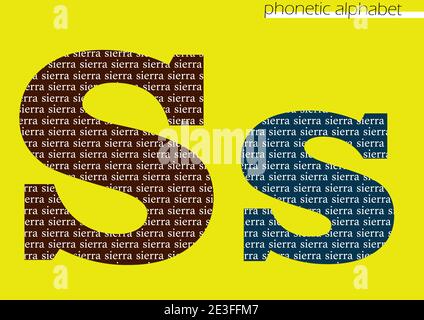 S(sierra) 3D illustrazione alfabeto fonetico disegno per decorazione con colore luminoso Foto Stock