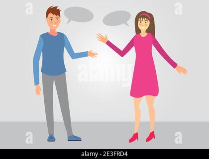 Uomo e donna che parlano fuori Illustrazione Vettoriale