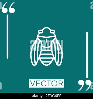 Icona vettore cicada icona lineare. Linea stroked modificabile Illustrazione Vettoriale