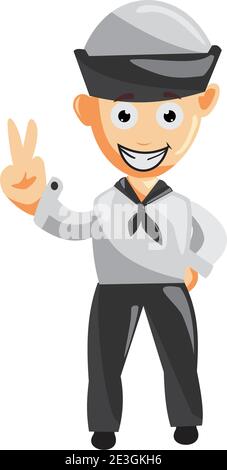Illustrazione vettoriale del personaggio di Sailor man Cartoon in uno stile piatto Isolato Illustrazione Vettoriale