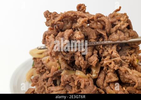 Salsa di soia bulgogi su sfondo bianco Foto Stock