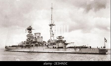 HMS Barham, ammiraglia del quinto squadrone di battaglia a Jutland. Dalle navi da guerra britanniche, pubblicato nel 1940. Foto Stock