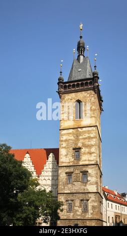 Casa cittadina di New Town in piazza Charles a Praga. Repubblica Ceca Foto Stock