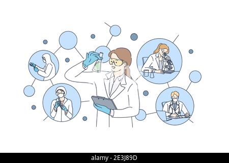 Test chimici di laboratorio e concetto di ricerca Illustrazione Vettoriale