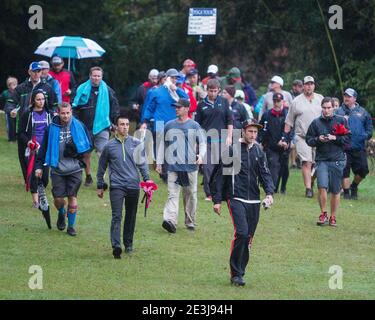 Torneo di disc golf a Rock Hill, S.C. Foto Stock